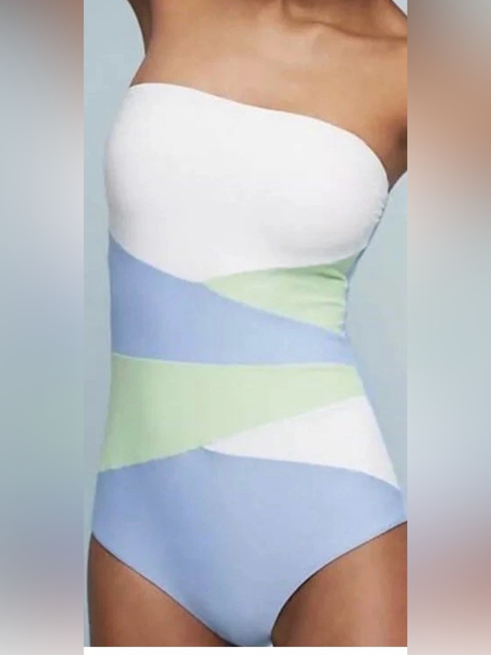 ALLIHOP Colorblock Red and Navy One-Piece Swimsuit - Picture 4 of 5